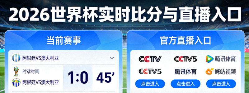 2026世界杯实时比分展示与官方直播入口示意图